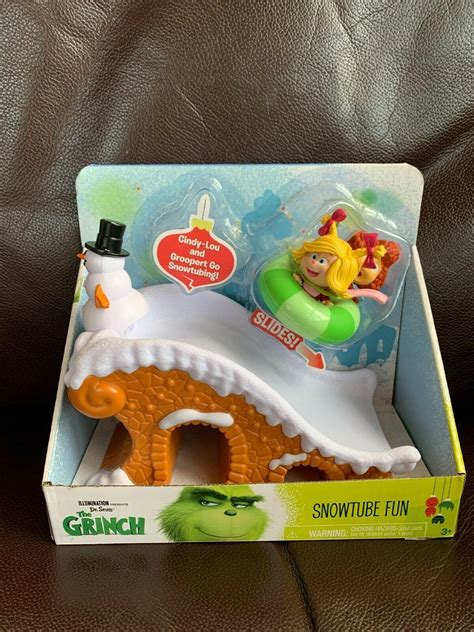 Dr Seuss The Grinch Snowtube Fun Playset Toy Cindy Lou And Groopert