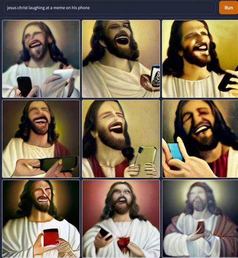 Jesus christ laughing at a meme on his phone Run - iFunny Brazil