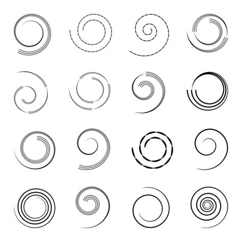 Abstract Icons Spiral Shape Design Elements Set Vector Art Stock Vector