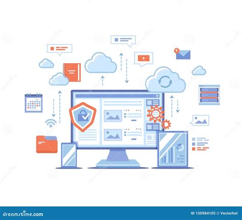 Armazenamento Da Nuvem Nuvem Em Linha Que Computa Rede Que Hospeda