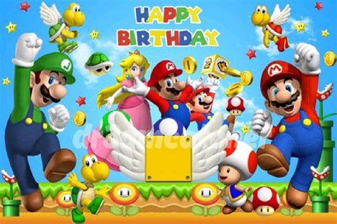 Super Mario Brothers Happy Birthday Theme Party Backdrop Luigi