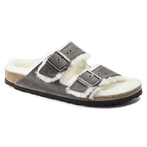 Birkenstock Arizona Shearling Sandal Iron Oiled Leather Birkenstock And More