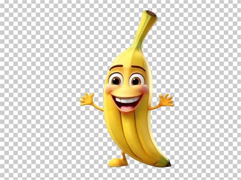 Personnage De Dessin Animé Banane Avec Visage Souriant PSD Premium