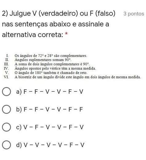 Assinale Verdadeiro Ou Falso