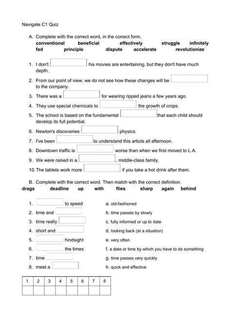 Navigate C1 Quiz Worksheet Live Worksheets