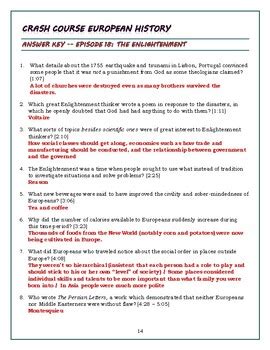 Crash Course European History Episode 18 Worksheet The Enlightenment