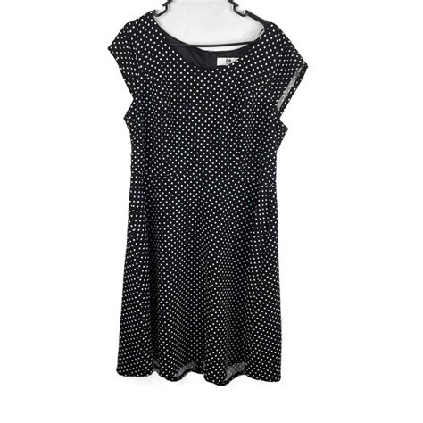 Dr Collection Black And White Polka Dot Dress Size 18 Gem