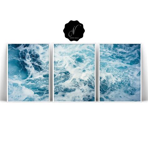 Wave Printable Wall Art Set Of 3 Prints Ocean Photography | Etsy