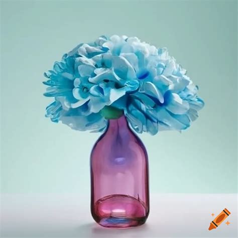 Colorful Glass Bottle Vase With Flowers On Craiyon