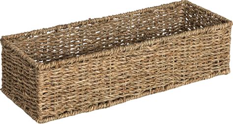 Handwoven Seagrass Rectangular Storage Basket Natural