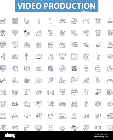 Video Production Line Icons Signs Set Cinematography Filming