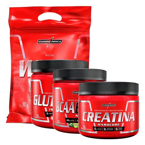 Kit Integralmédica Whey Protein 907g Bcaa Creatina E Glutamina