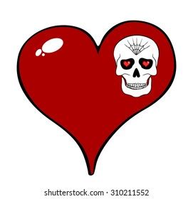 Human Skull Rose Flower Red Heart Stock Illustration 1272315070