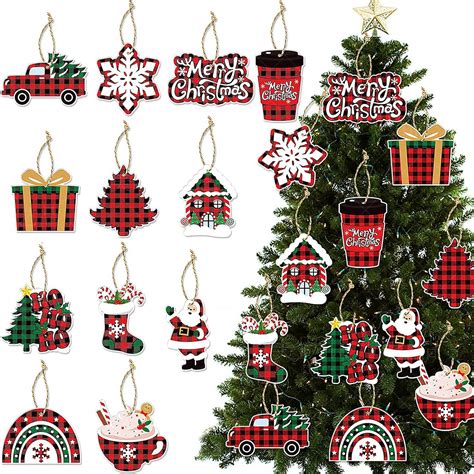 48pcs Christmas Tree Decoration Assorted Christmas Paper Hanging Ornament Colorful