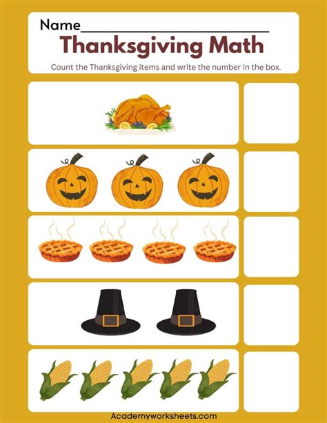 Free Thanksgiving Math Activities for Preschool Kids - Academy Worksheets