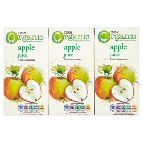 Tesco Organic Apple Juice 3 X 200 Ml Tesco Online Tesco From Home