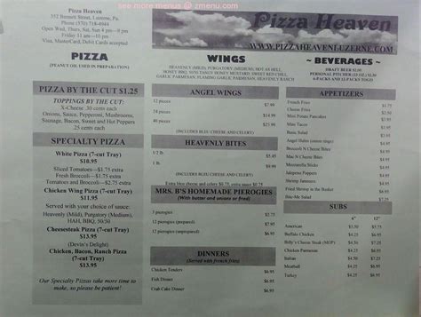 Online Menu Of Pizza Heaven Restaurant Luzerne Pennsylvania 18709