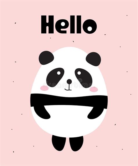 Cute Panda Bear Say Hello stock vector. Illustration of kitten - 105234023