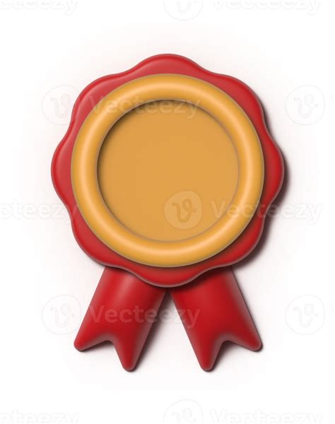 3d Gold Badges And Red Ribbon 20995372 Png