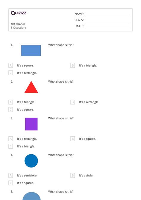 50 Flat Shapes Worksheets For 1st Class On Quizizz Free And Printable