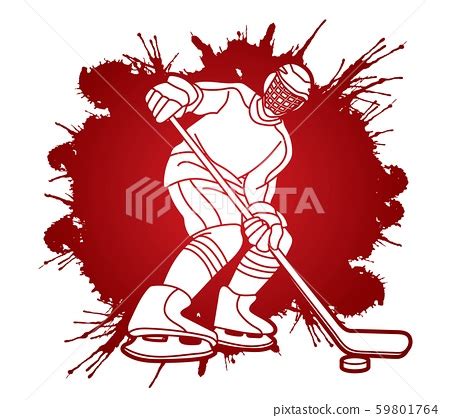 Ice Hockey Player Action Cartoon Sport Graphic Stock Illustration