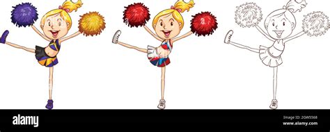 Cute Cheerleader In Three Sketches Stock Vector Image And Art Alamy