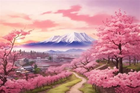 Japanese Spring Scenery Wallpaper Graphic by Forhadx5 · Creative Fabrica