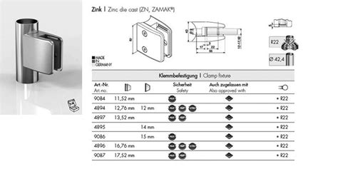 Klemmbefestigungen Eckige Form Modell X Mm Glaszentrum Rostock