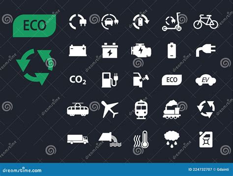 Icono De Ecología Conjunto Con Tecnología Ecológica De Transporte