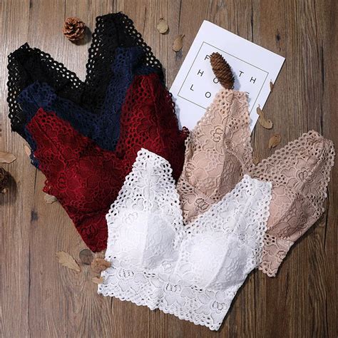 Womens Bra Sexy Lace Cami Bralette Crochet Solid Crop Tank Flower Bra