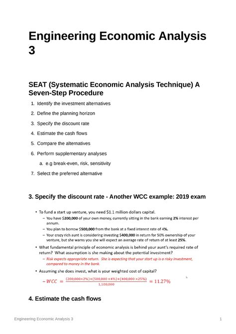 Engineering Economic Analysis Engineering Economic Analysis Seat