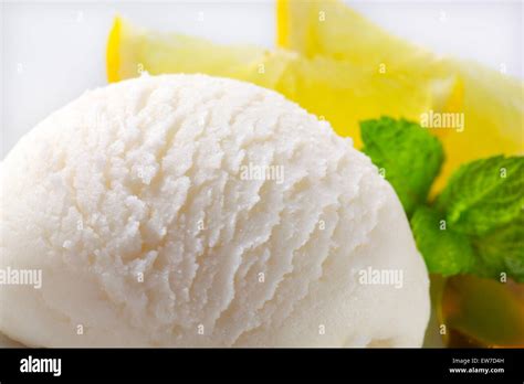 Scoop Of Lemon Ice Cream Stock Photo Alamy