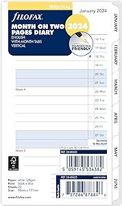 Amazon Filofax Personal Month On Two Pages English Block Format