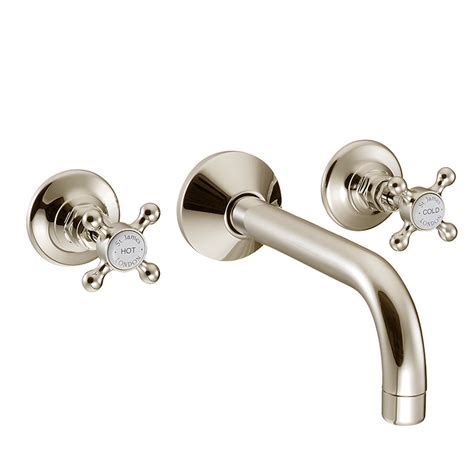 St James Nickel 3 Hole Wall Mounted Basin Mixer Tap Ofb