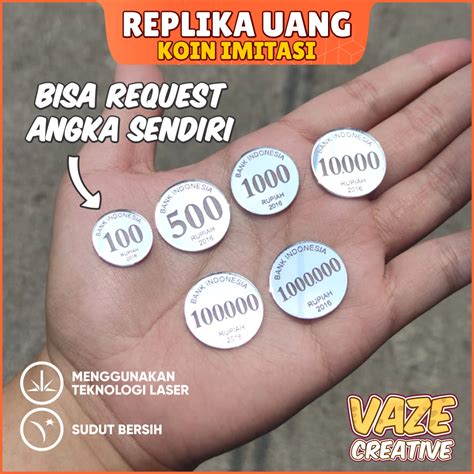 Jual Replika Uang Koin Kuno Rupiah Bahan Mahar Akrilik Silver Perak