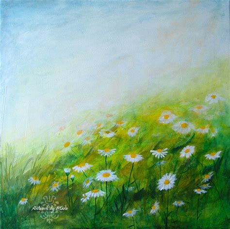 Field Of Daisies Painting at PaintingValley.com | Explore collection of ...