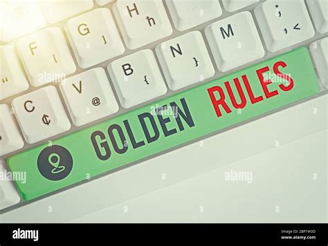 Conceptual Hand Writing Showing Golden Rules Concept Meaning Basic Principle That Should Be