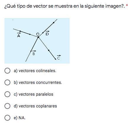 A Vectores Colineales B Vectores Concurrentes C Vectores Paralelos