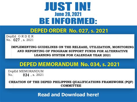 DepEd released new Deped Order No 027 and Memorandum 034 Series 2021 ...