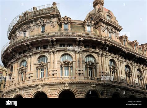 Banca Carige bank, Piazza de Ferrari, Genoa town, Liguria, Italy ...