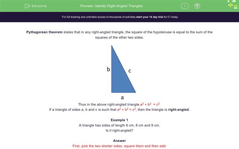 Identify Right Angled Triangles Worksheet EdPlace