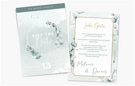 Elegante Save The Date Karte Greenery Wedding Mit Veredlung