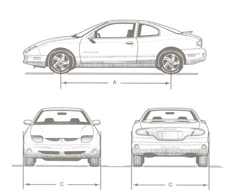 Pontiac Sunfire Blueprint - Download free blueprint for 3D modeling