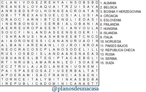 Concurso Sopa De Letras Tema Pa Ses De Europa Ronda De