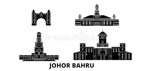 Malaysia Johor Bahru City Skyline Isolated Vector Illustration Icons