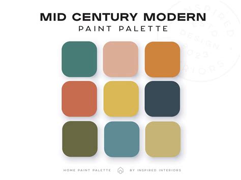 Mid Century Modern Palette, Interior Paint Colors, Interior Color ...