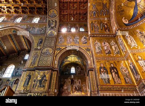 The Interior Of Monreale Cathedral Palermo Sicily Italy Stock Photo