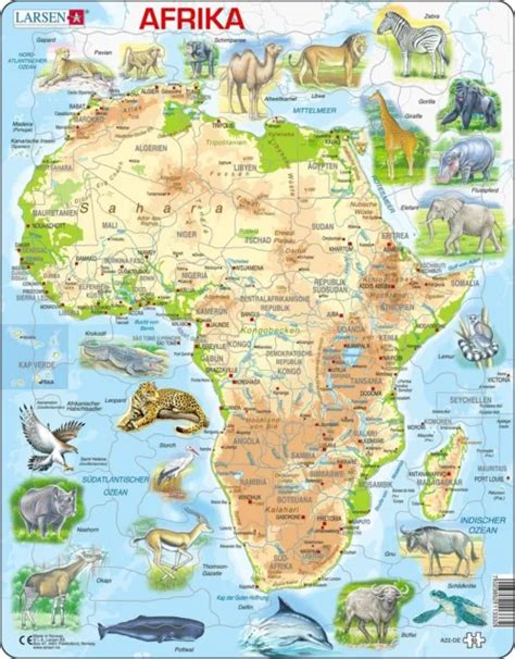 LARSEN A22 MAPPA Fisica Dell Africa Edizione Tedesco Puzzle