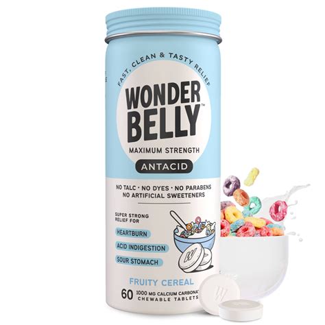 Wonderbelly Antacid 1000mg Chewable Heartburn Relief Tablets Fruity