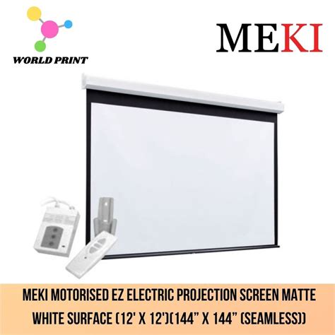 MEKI Motorised EZ Electric Projection Screen Matte White Surface (12' x ...